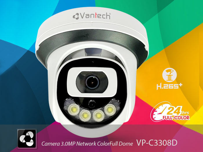 Vantech Camera 3.0MP Network Colorful Dome VP-C3308D